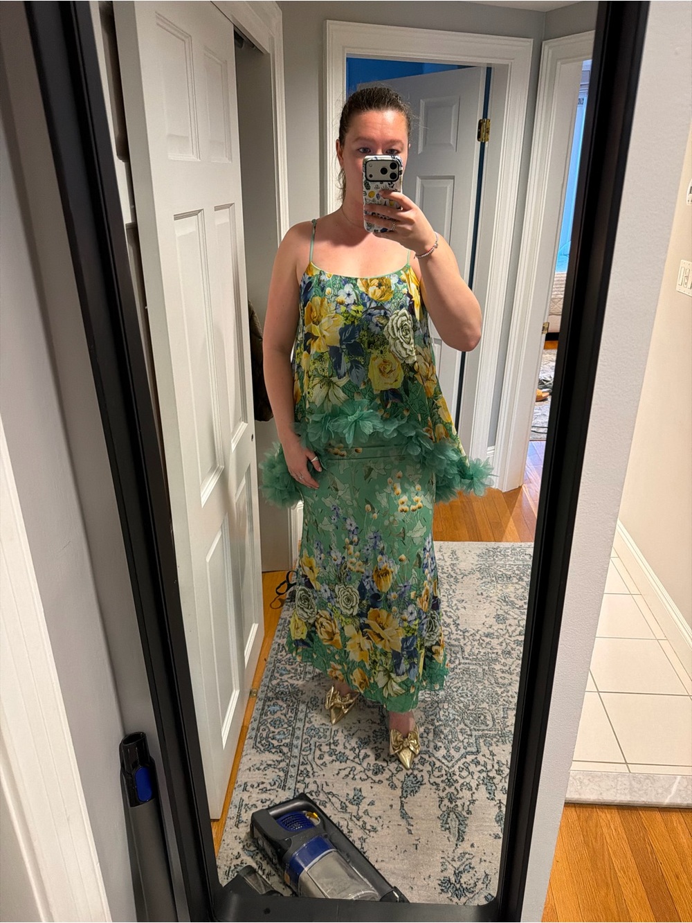 Elliatt Jamie Tiered Maxi Dress in Green Floral